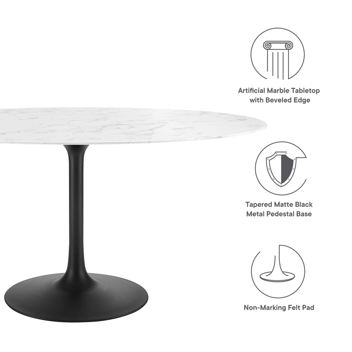 Lippa 60" Oval Faux Marble Dining Table by Modway - EEI-3531