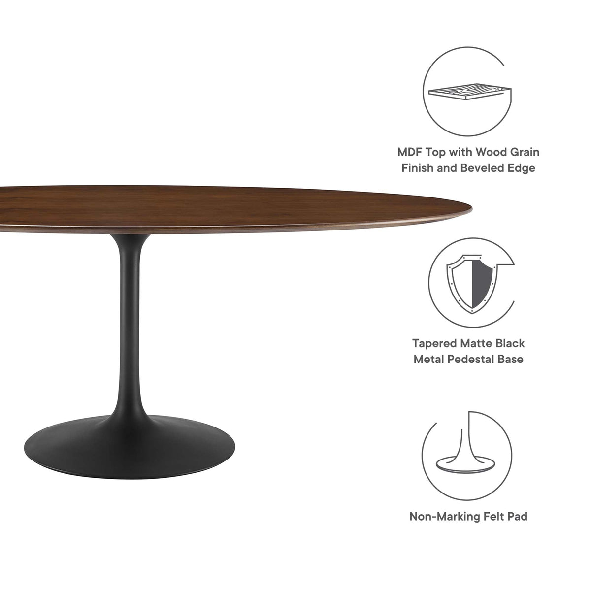 Lippa Oval Walnut Wood Dining Table by Modway
