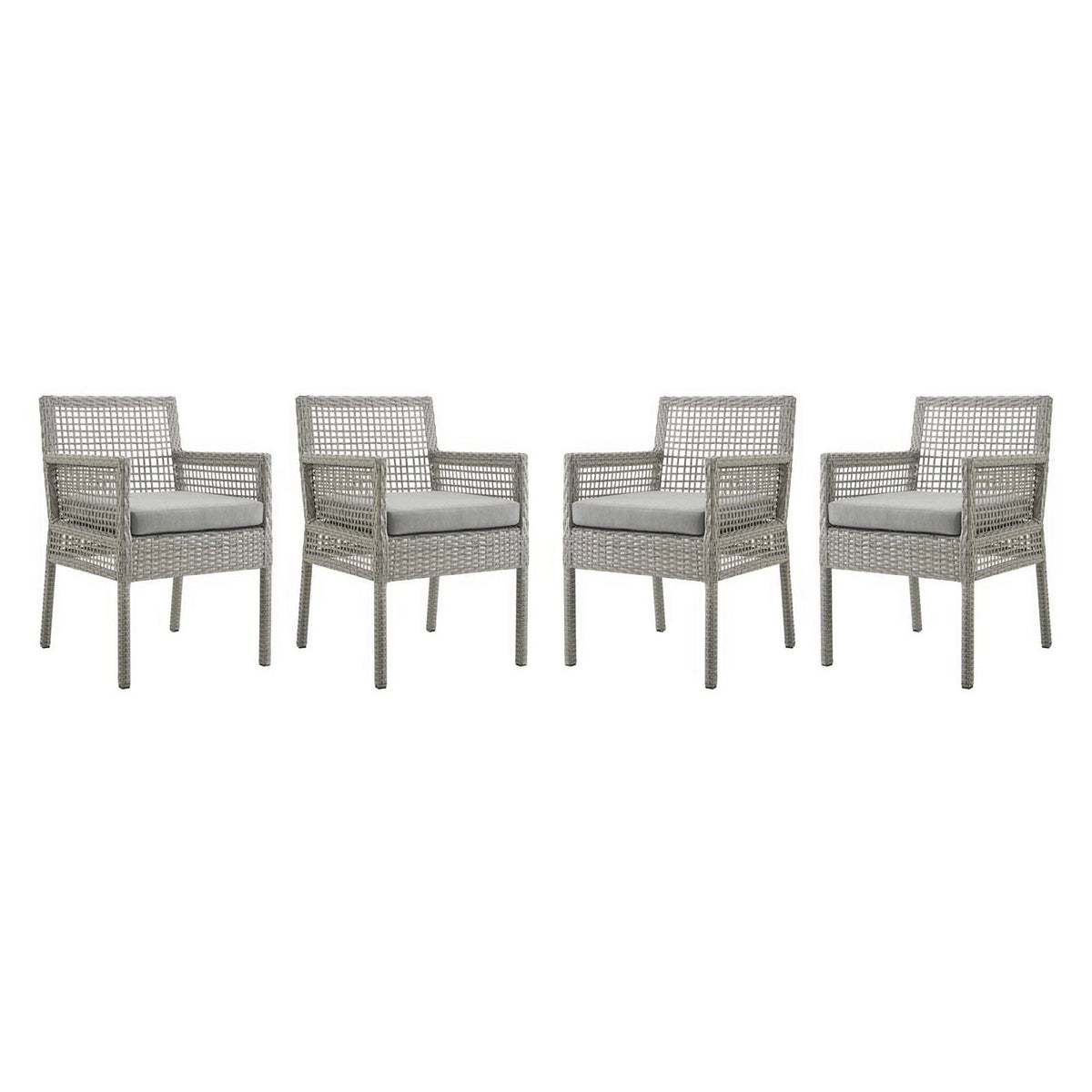 Aura Outdoor Patio Wicker Rattan Dining Armchair Set of 4 by Modway