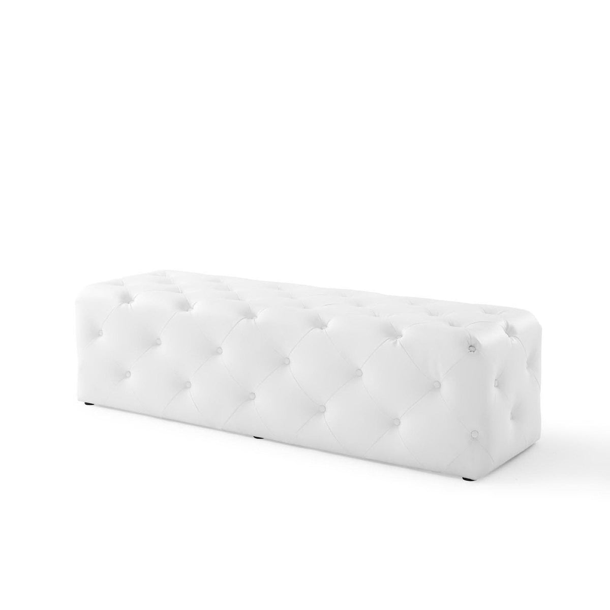 Amour 60" Tufted Button Entryway Faux Leather Bench by Modway