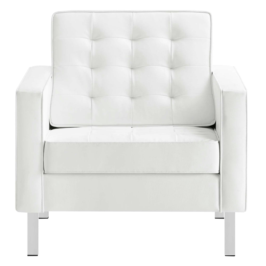 Loft Tufted Vegan Leather Armchairs Set of 2 by Modway