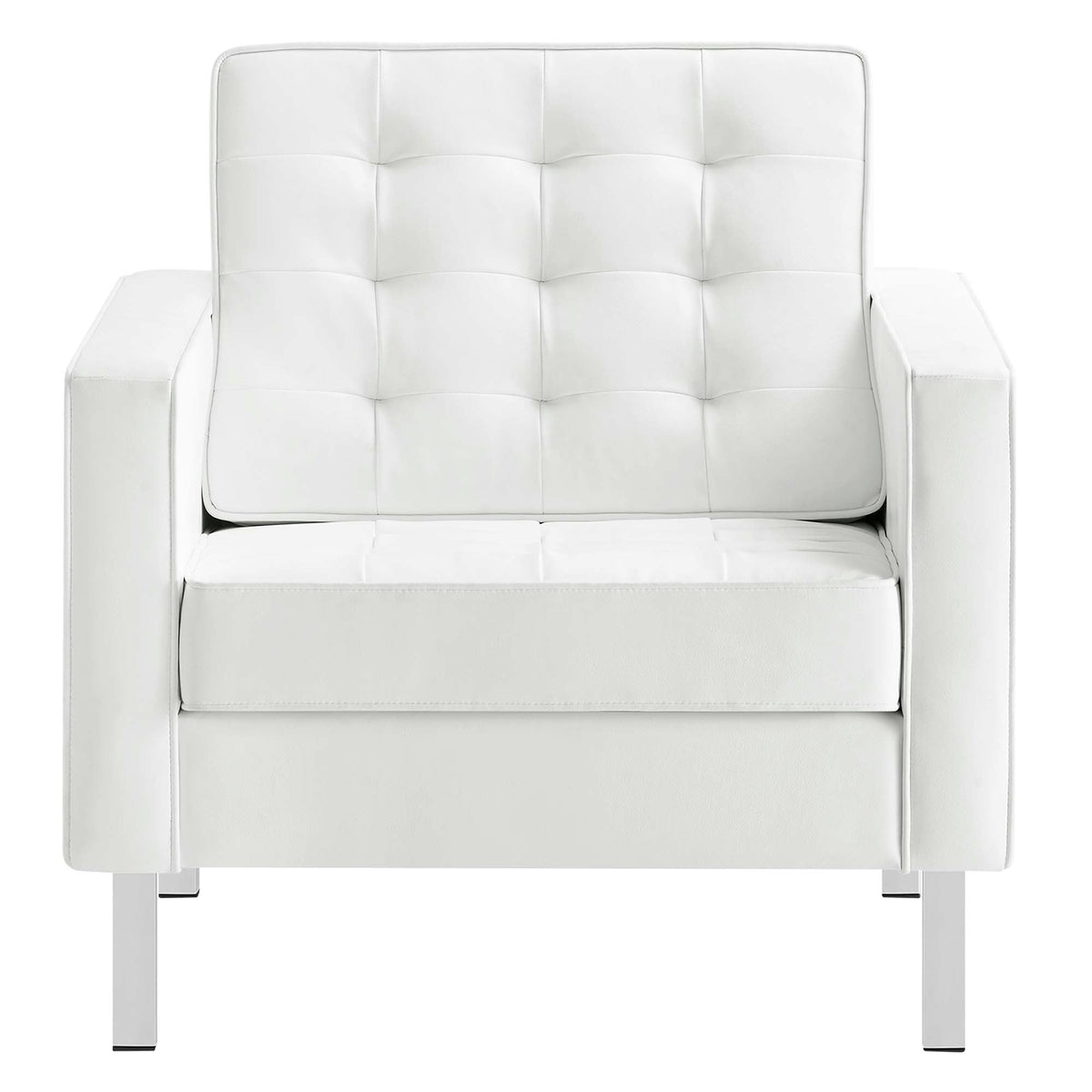 Loft Tufted Vegan Leather Armchairs Set of 2 by Modway