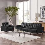 Loft Tufted Upholstered Faux Leather Sofa and Armchair Set by Modway