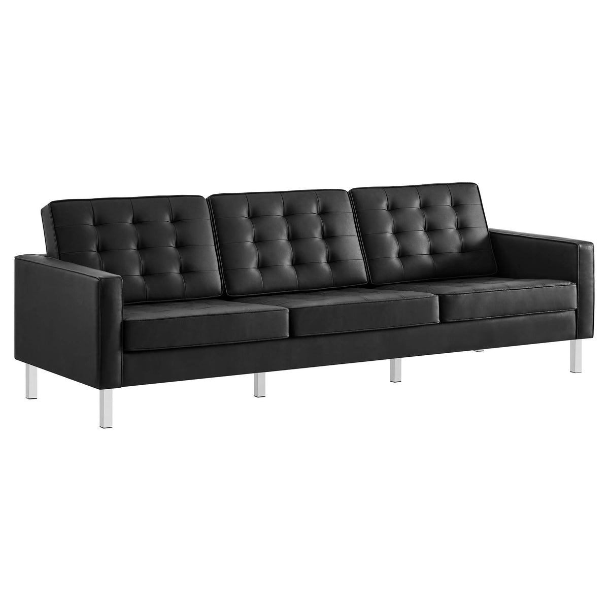 Loft Tufted Upholstered Faux Leather Sofa and Armchair Set by Modway