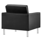 Loft Tufted Upholstered Faux Leather Sofa and Armchair Set by Modway