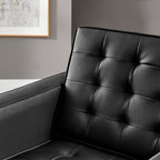 Loft Tufted Upholstered Faux Leather Sofa and Armchair Set by Modway