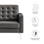 Loft Tufted Upholstered Faux Leather Sofa and Armchair Set by Modway