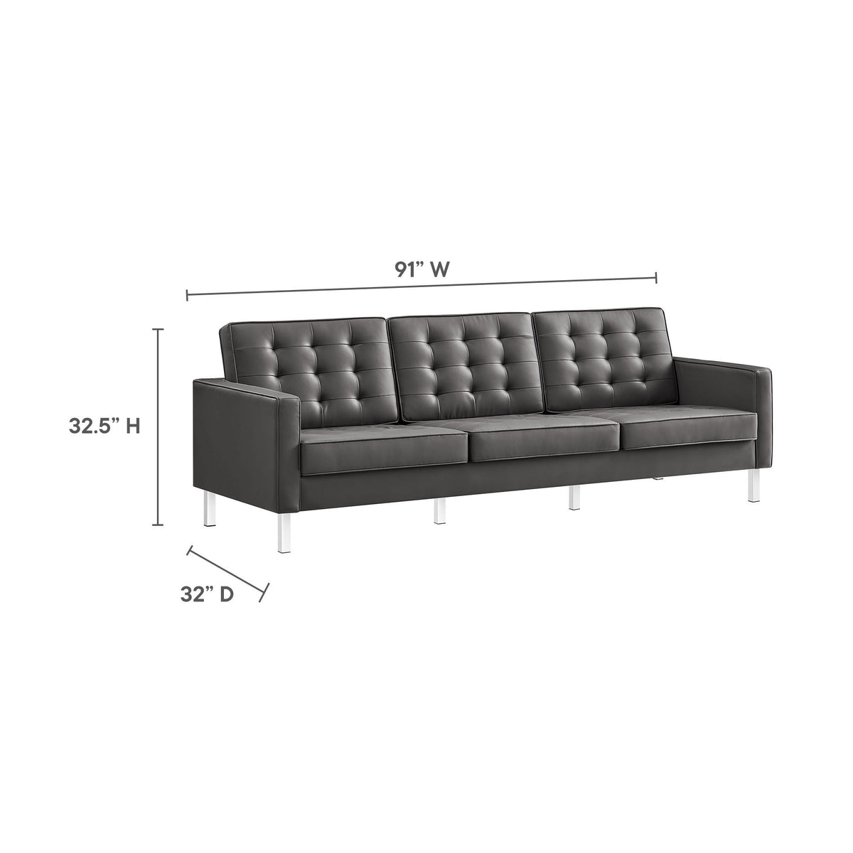 Loft Tufted Upholstered Faux Leather Sofa and Armchair Set by Modway