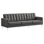 Loft Tufted Upholstered Faux Leather Sofa and Armchair Set by Modway