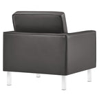 Loft Tufted Upholstered Faux Leather Sofa and Armchair Set by Modway