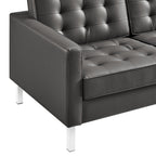 Loft Tufted Upholstered Faux Leather Sofa and Armchair Set by Modway