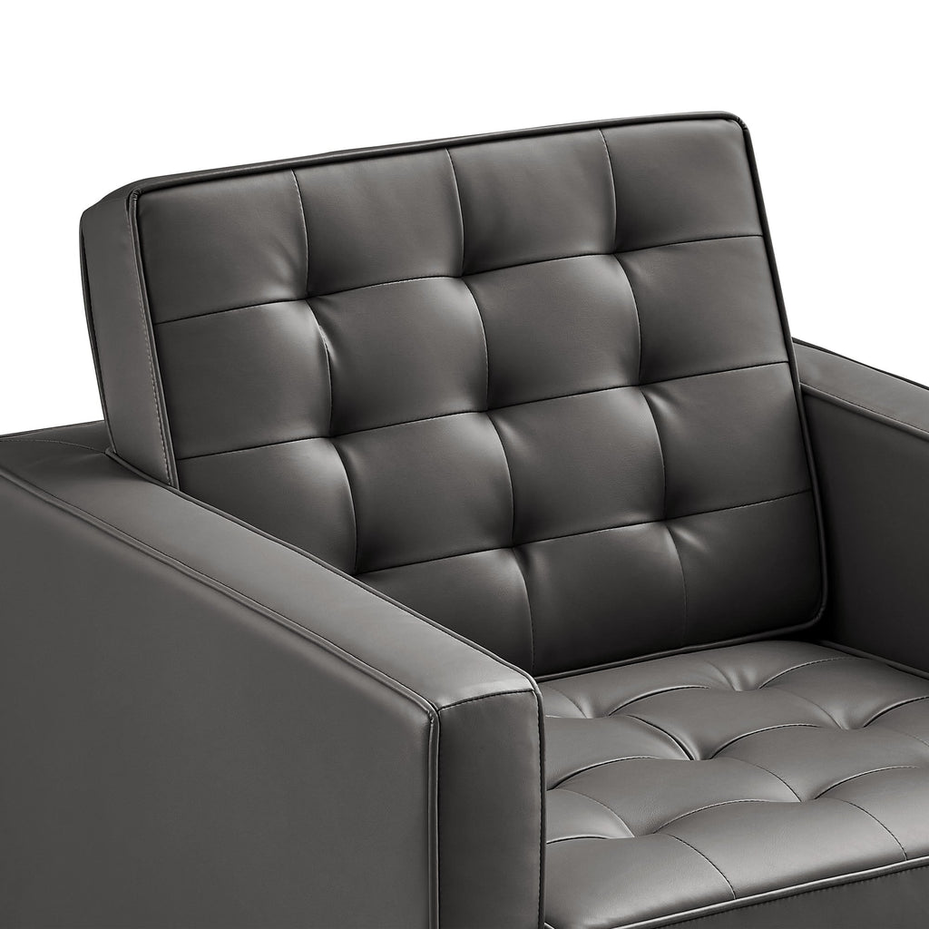 Loft Tufted Upholstered Faux Leather Sofa and Armchair Set by Modway