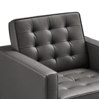 Loft Tufted Upholstered Faux Leather Sofa and Armchair Set by Modway