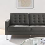 Loft Tufted Upholstered Faux Leather Sofa and Armchair Set by Modway