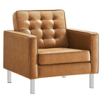 Loft Tufted Upholstered Faux Leather Sofa and Armchair Set by Modway