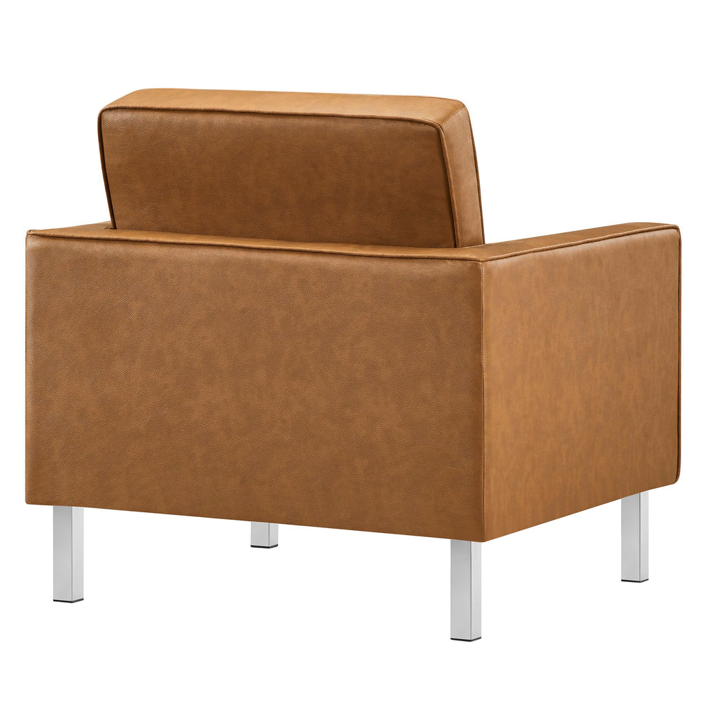 Loft Tufted Upholstered Faux Leather Sofa and Armchair Set by Modway