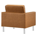 Loft Tufted Upholstered Faux Leather Sofa and Armchair Set by Modway