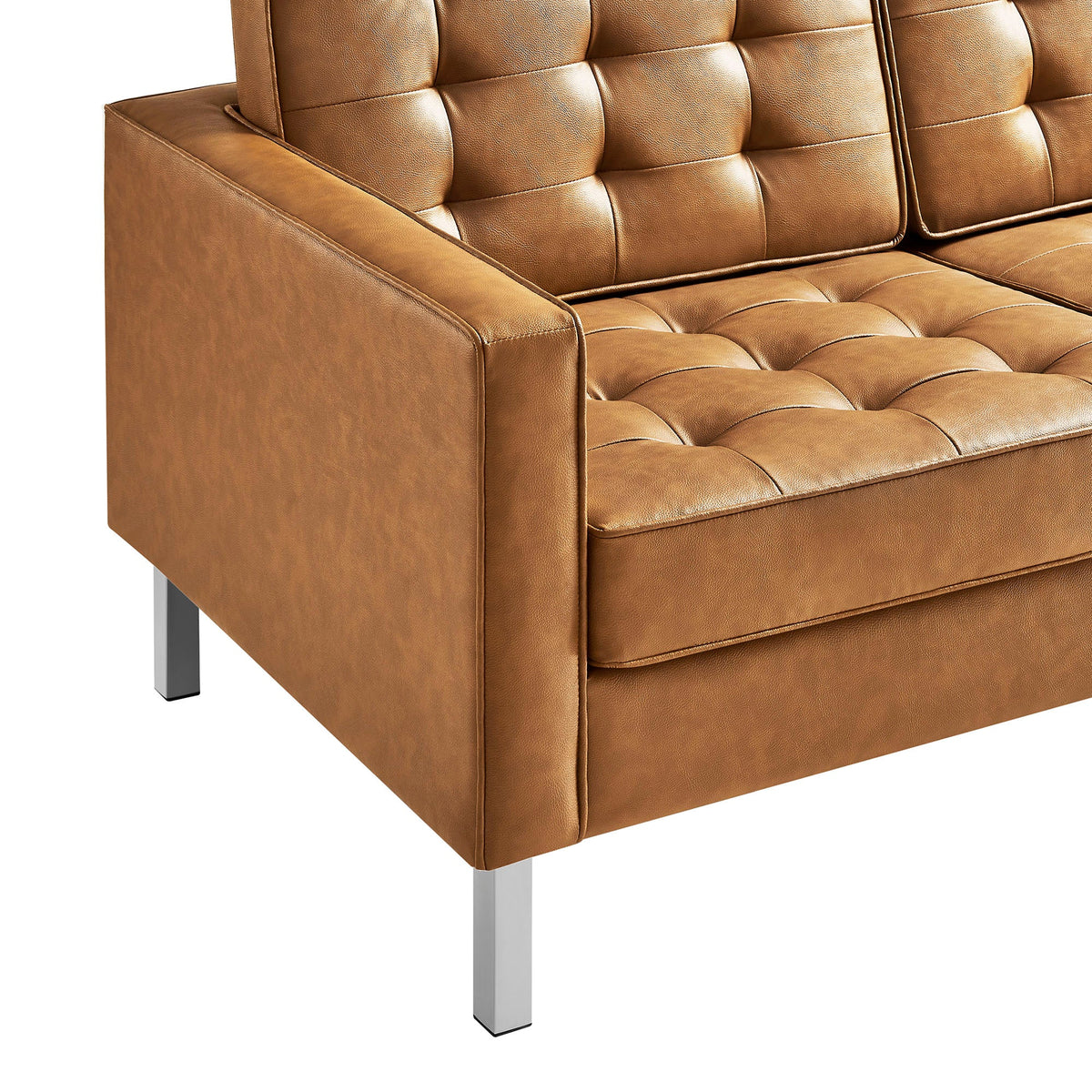 Loft Tufted Upholstered Faux Leather Sofa and Armchair Set by Modway