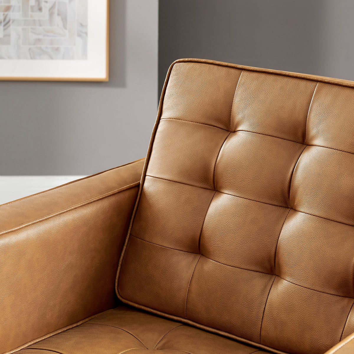 Loft Tufted Upholstered Faux Leather Sofa and Armchair Set by Modway