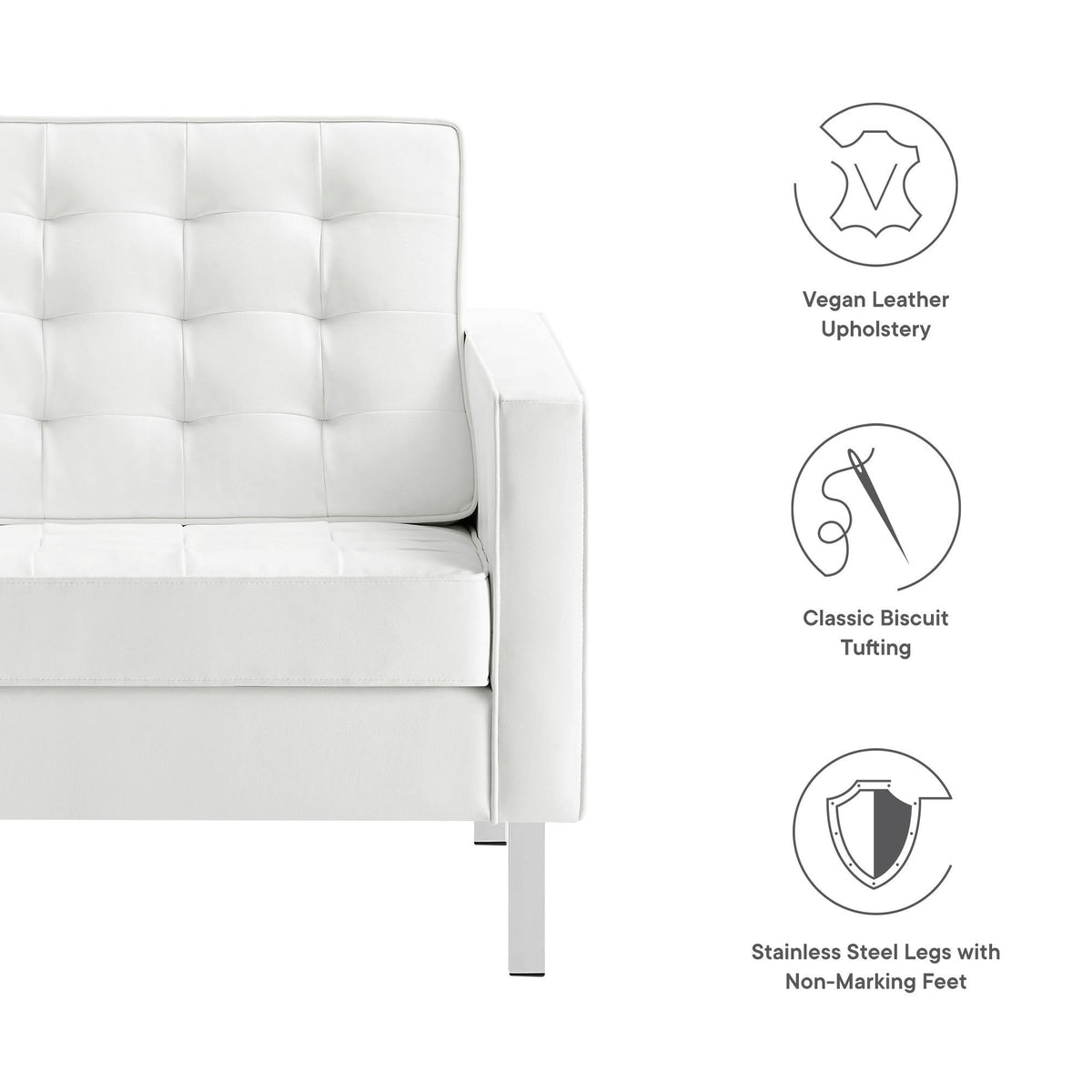 Loft Tufted Upholstered Faux Leather Sofa and Armchair Set by Modway