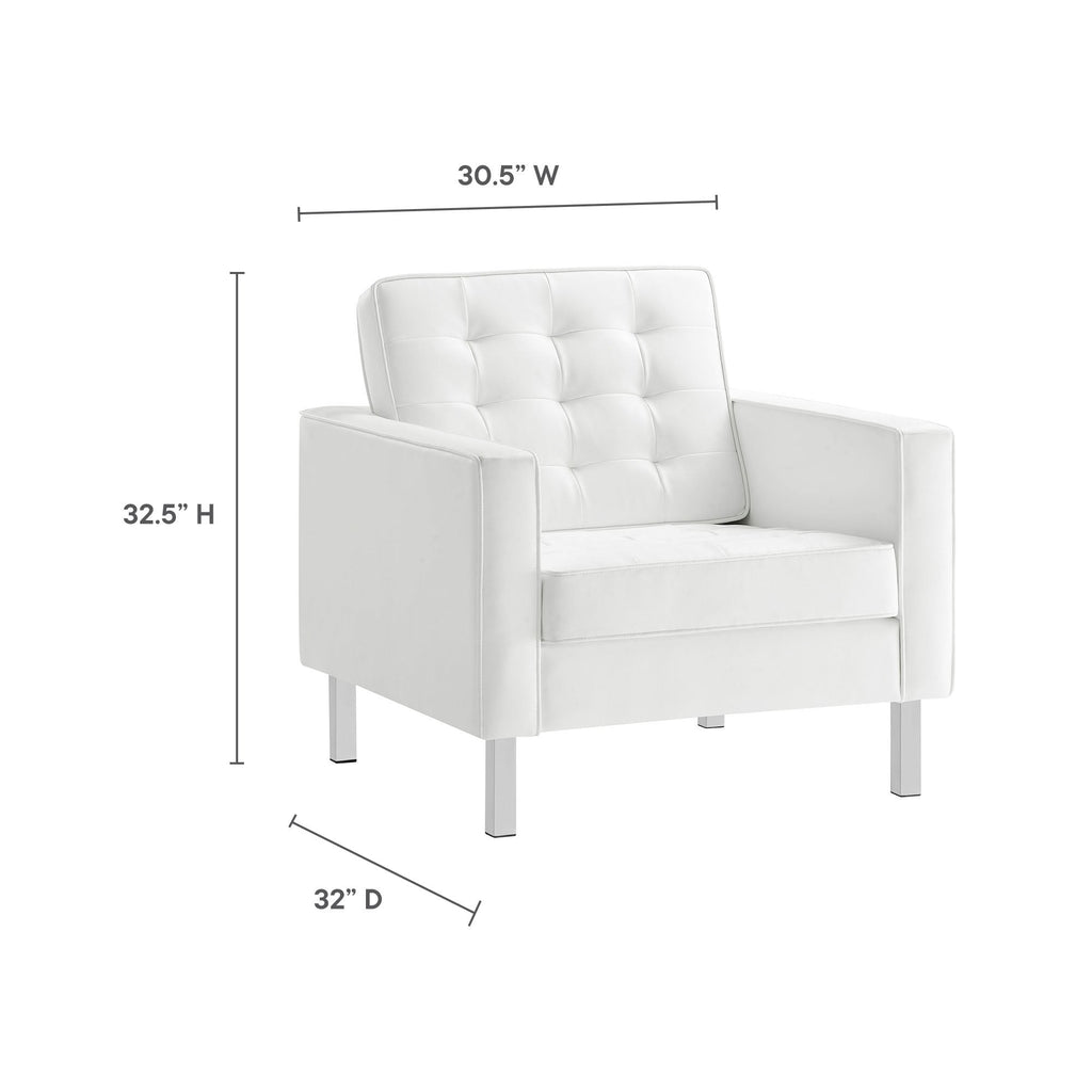 Loft Tufted Upholstered Faux Leather Sofa and Armchair Set by Modway