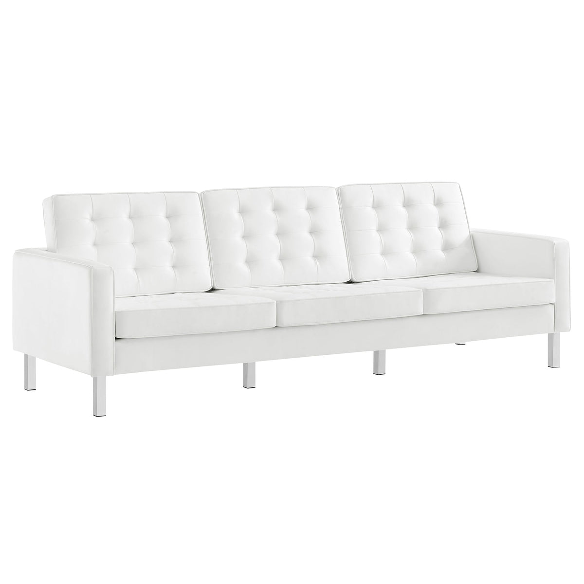 Loft Tufted Upholstered Faux Leather Sofa and Armchair Set by Modway