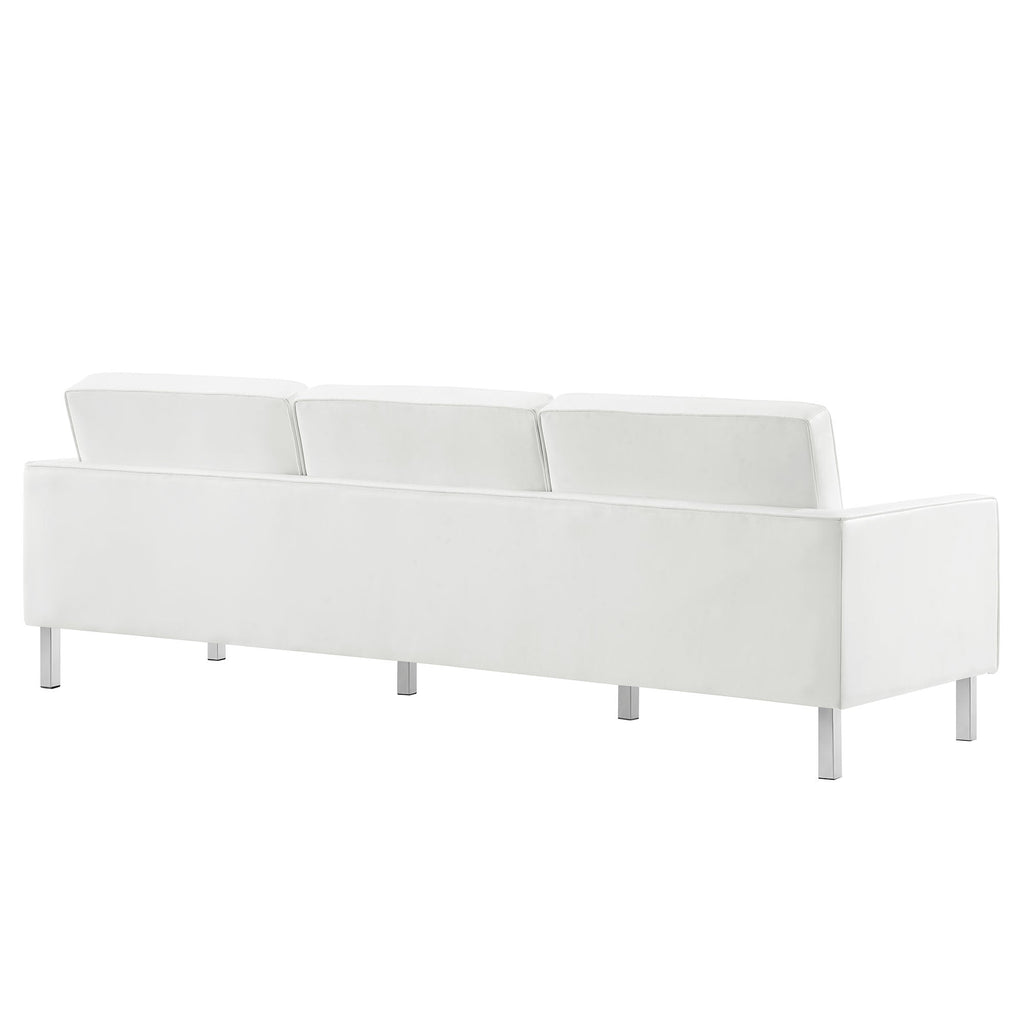Loft Tufted Upholstered Faux Leather Sofa and Armchair Set by Modway