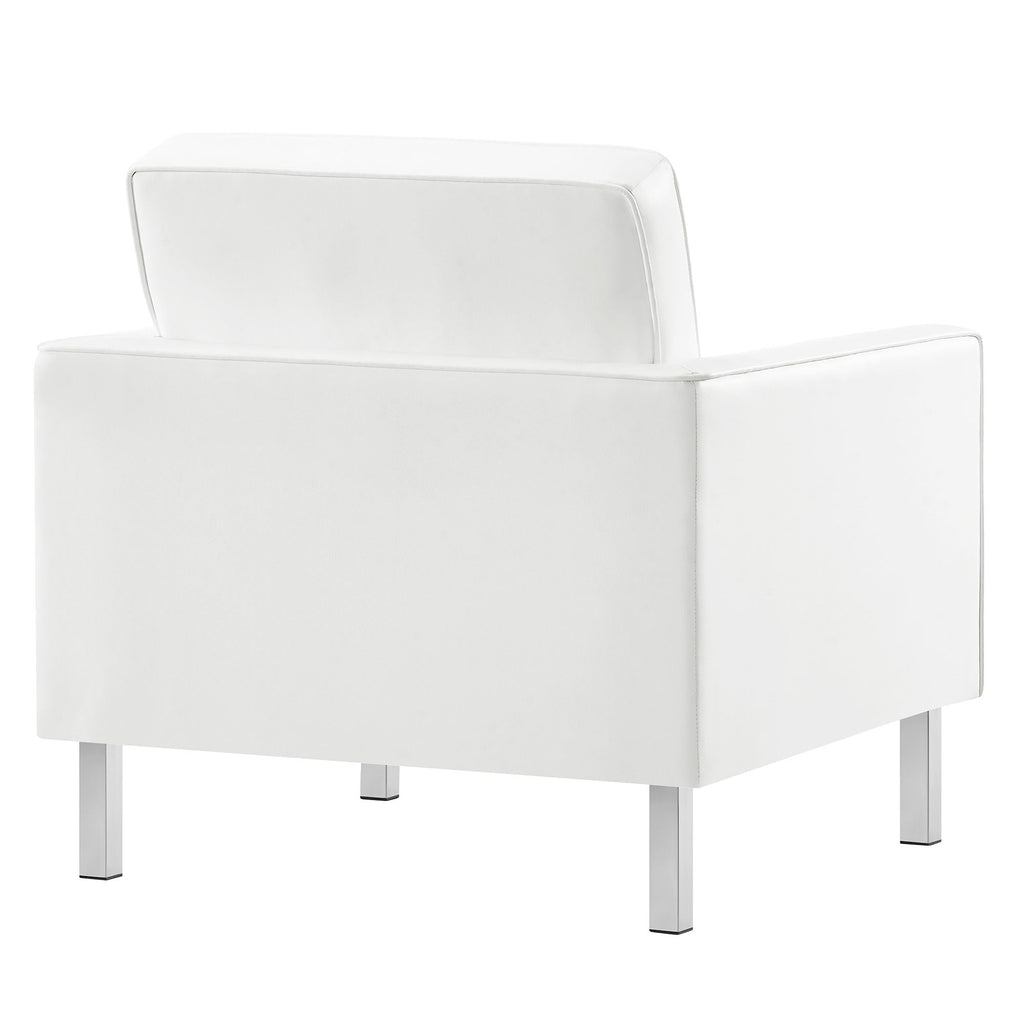 Loft Tufted Upholstered Faux Leather Sofa and Armchair Set by Modway