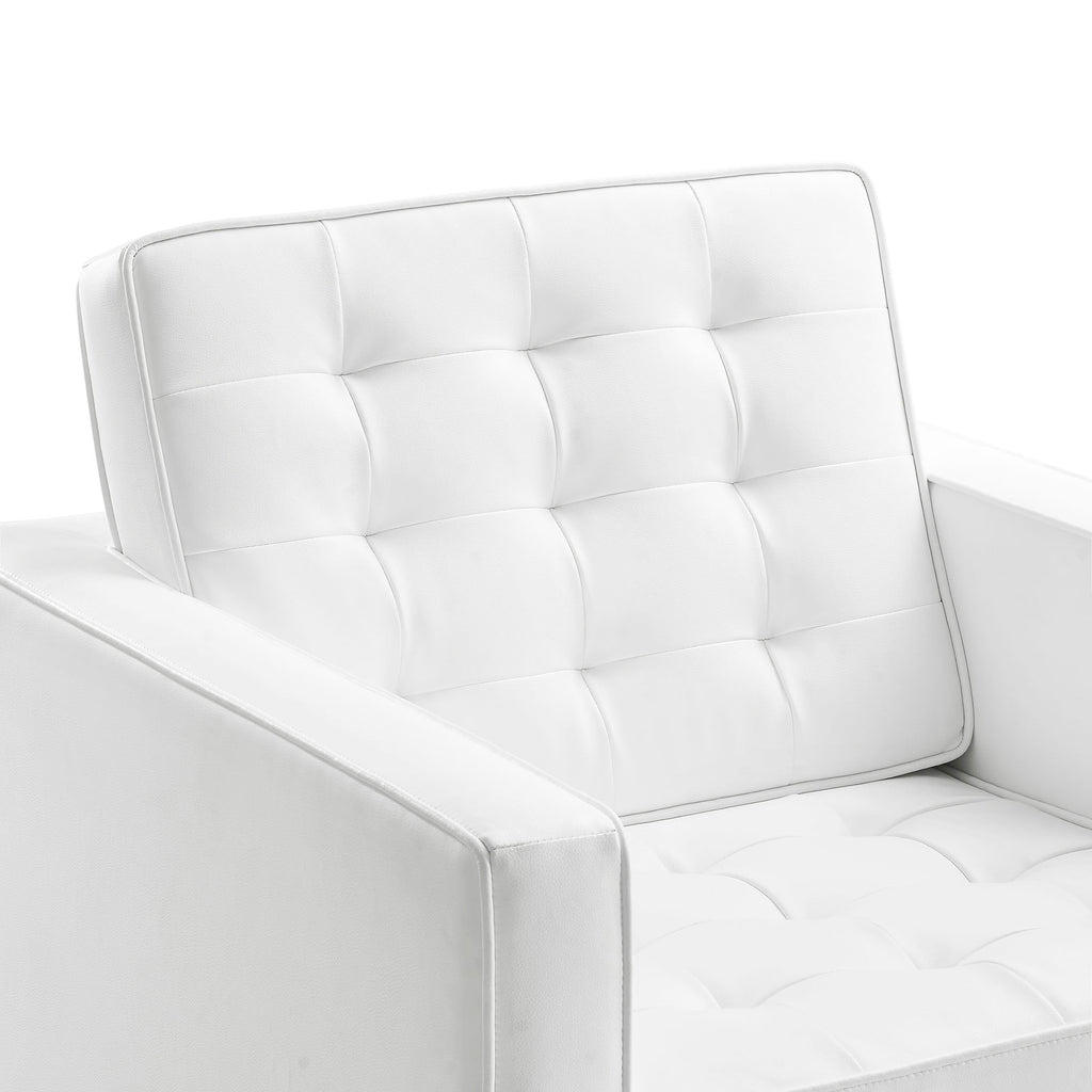 Loft Tufted Upholstered Faux Leather Sofa and Armchair Set by Modway