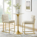 Privy Gold Stainless Steel Upholstered Fabric Counter Stool Set of 2 by Modway