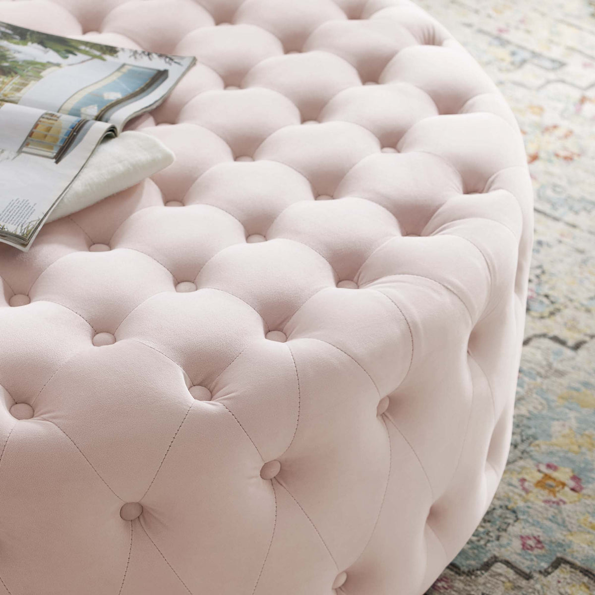 Ensconce Tufted Performance Velvet Round Ottoman by Modway