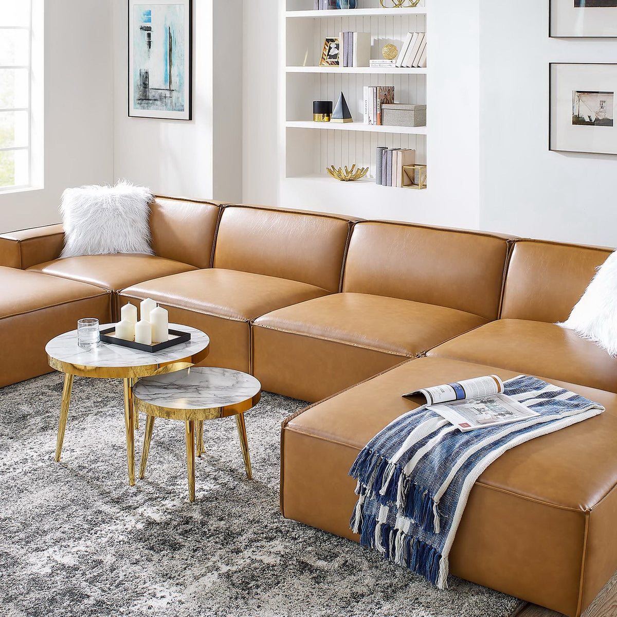 Restore 6-Piece Vegan Leather Sectional Sofa by Modway - EEI-4713