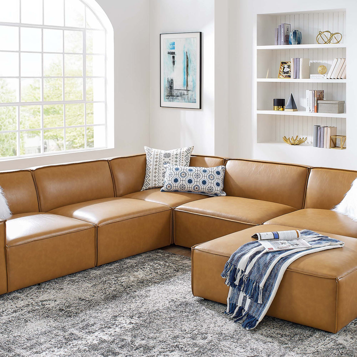 Restore 6-Piece Vegan Leather Sectional Sofa by Modway - EEI-4714