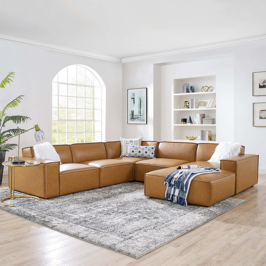 Restore 6-Piece Vegan Leather Sectional Sofa by Modway - EEI-4714