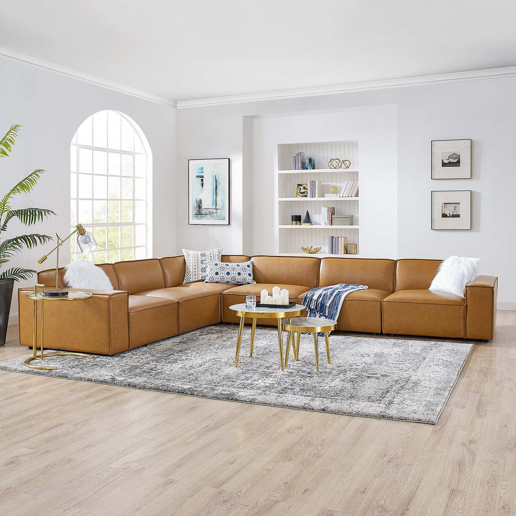 Restore 6-Piece Vegan Leather Sectional Sofa by Modway - EEI-4715