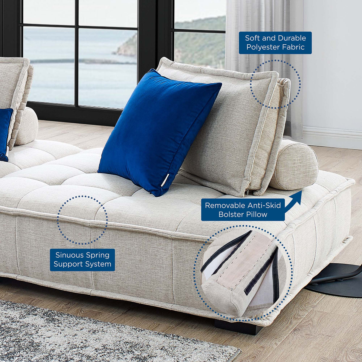 Saunter Tufted Fabric Armless Chair by Modway
