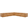 Mingle 7-Piece Vegan Leather Sectional Sofa by Modway - Tan / White (EEI-4798)