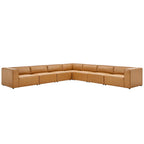 Mingle 7-Piece Vegan Leather Sectional Sofa by Modway - Tan / White (EEI-4798)