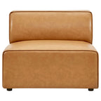 Mingle 7-Piece Vegan Leather Sectional Sofa by Modway - Tan / White (EEI-4798)