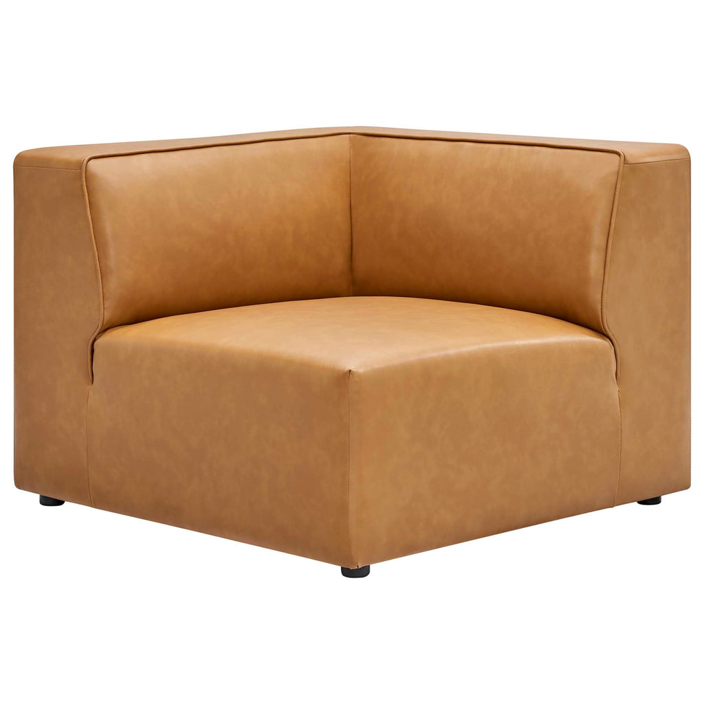 Mingle 7-Piece Vegan Leather Sectional Sofa by Modway - Tan / White (EEI-4798)