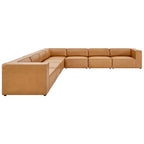 Mingle 7-Piece Vegan Leather Sectional Sofa by Modway - Tan / White (EEI-4798)