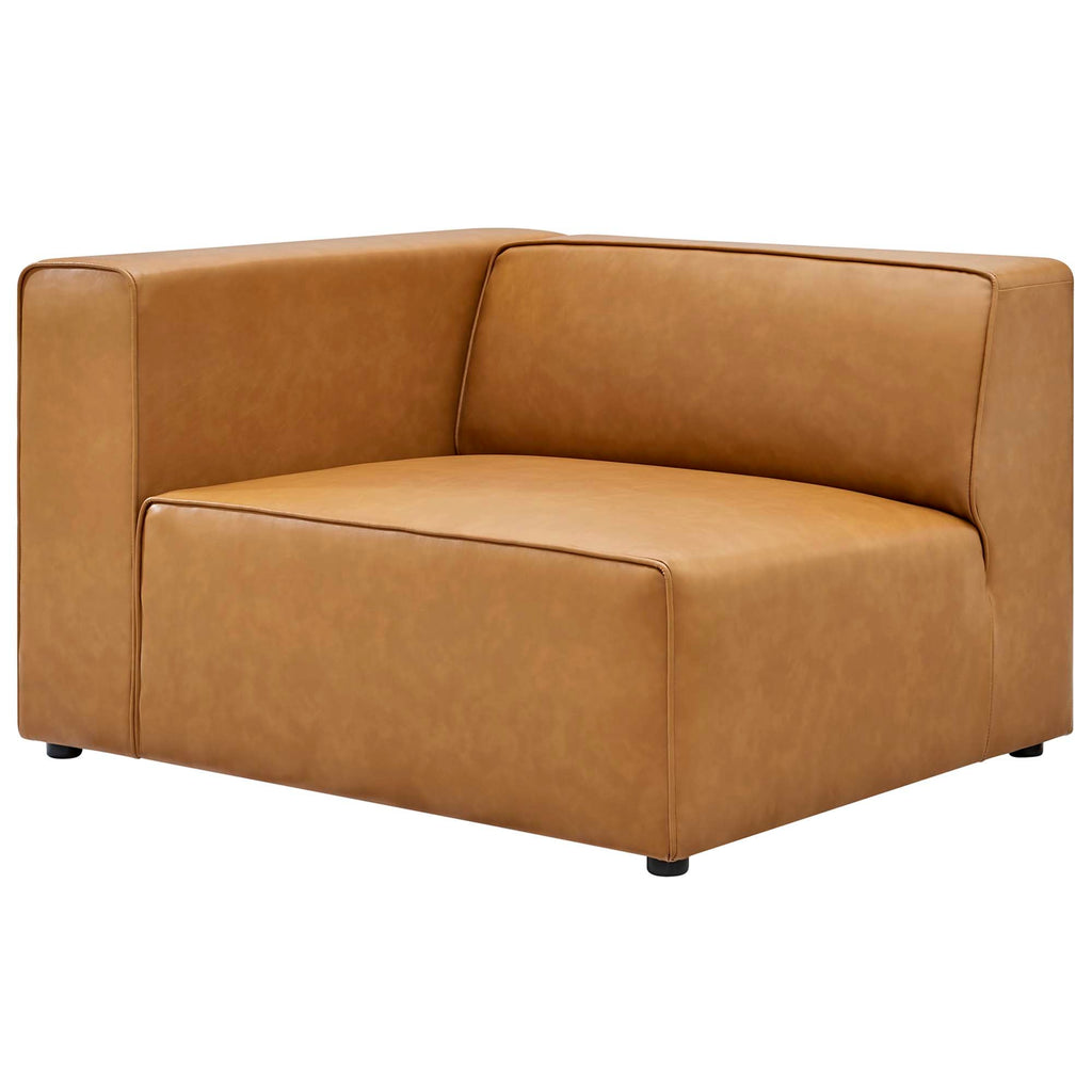Mingle 7-Piece Vegan Leather Sectional Sofa by Modway - Tan / White (EEI-4798)