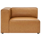 Mingle 7-Piece Vegan Leather Sectional Sofa by Modway - Tan / White (EEI-4798)