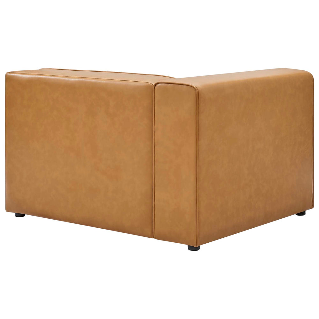 Mingle 7-Piece Vegan Leather Sectional Sofa by Modway - Tan / White (EEI-4798)