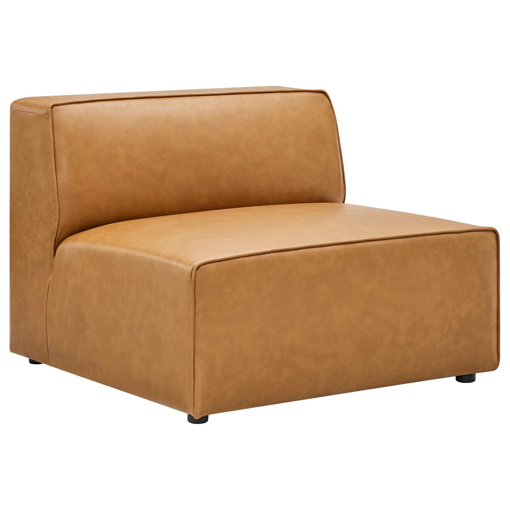 Mingle 7-Piece Vegan Leather Sectional Sofa by Modway - Tan / White (EEI-4798)