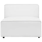 Mingle 7-Piece Vegan Leather Sectional Sofa by Modway - Tan / White (EEI-4798)