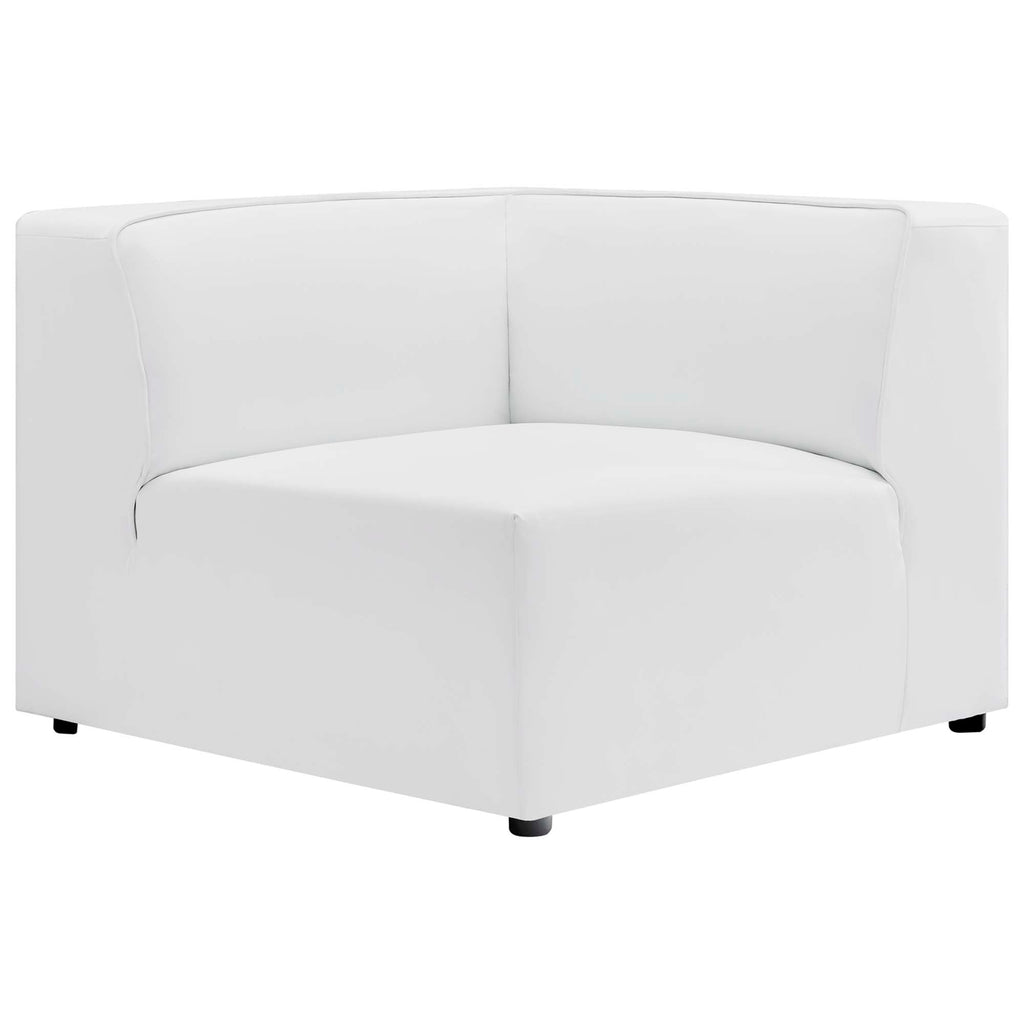 Mingle 7-Piece Vegan Leather Sectional Sofa by Modway - Tan / White (EEI-4798)