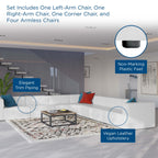 Mingle 7-Piece Vegan Leather Sectional Sofa by Modway - Tan / White (EEI-4798)
