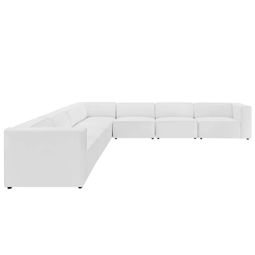 Mingle 7-Piece Vegan Leather Sectional Sofa by Modway - Tan / White (EEI-4798)