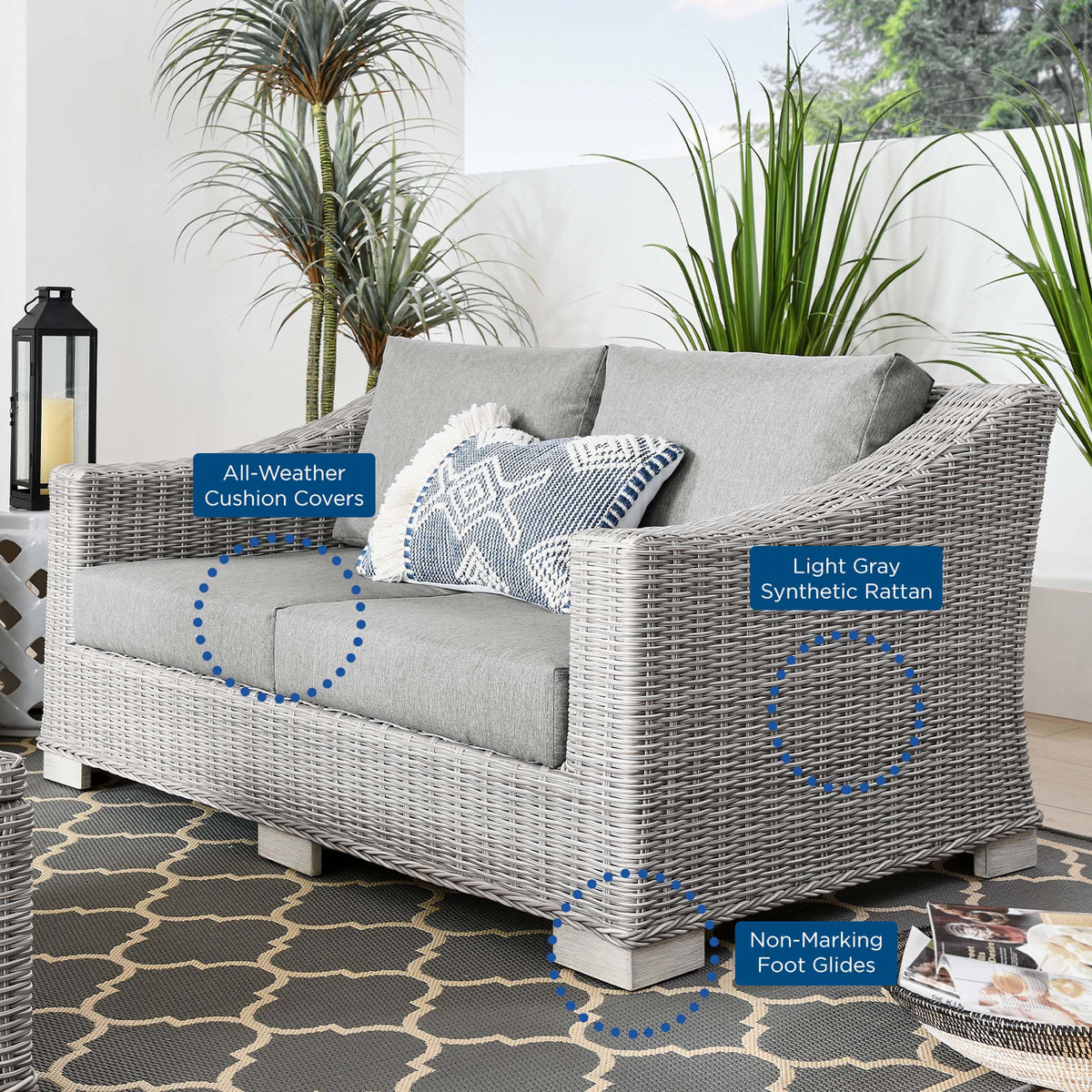Conway Outdoor Patio Wicker Rattan Loveseat by Modway